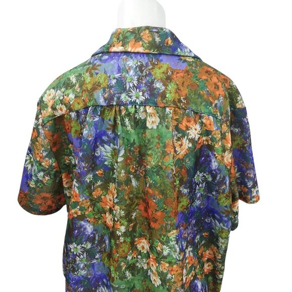 Vintage Handmade Floral Polyester Button Front Collared Shirt Size 2XL? 70s - Picture 3 of 10